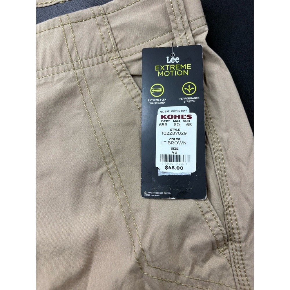 Lee Extreme Motion Cargo Shorts Mens 48x11 Khaki‎ Performance Stretch NEW - Picture 4 of 12